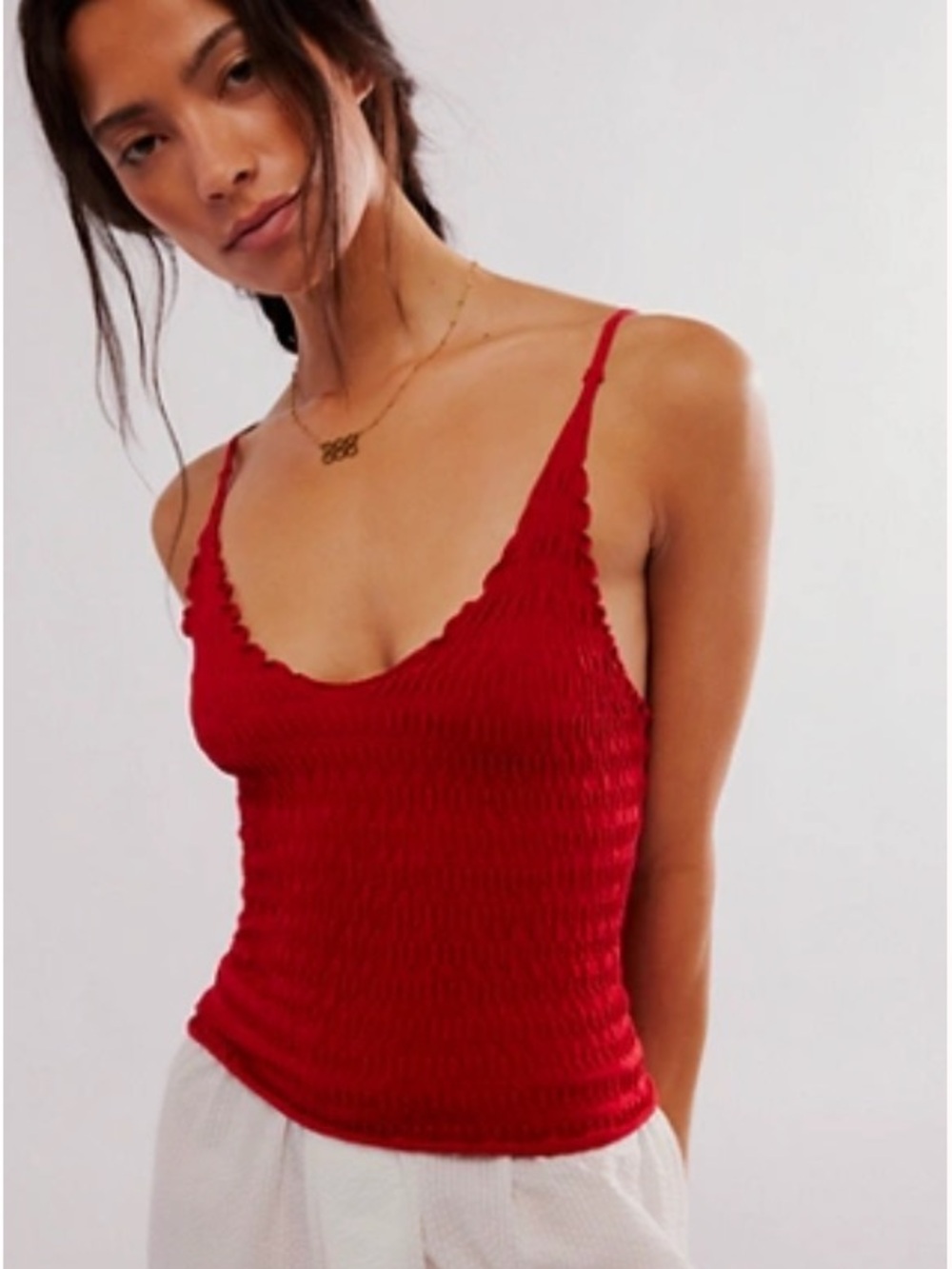 Free People Red Textured Camisole